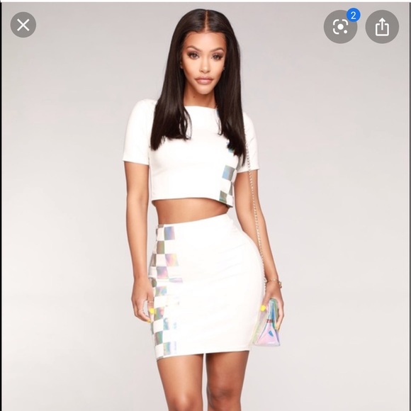 Fashion Nova Dresses & Skirts - SOLD..2pc Holographic skirt set